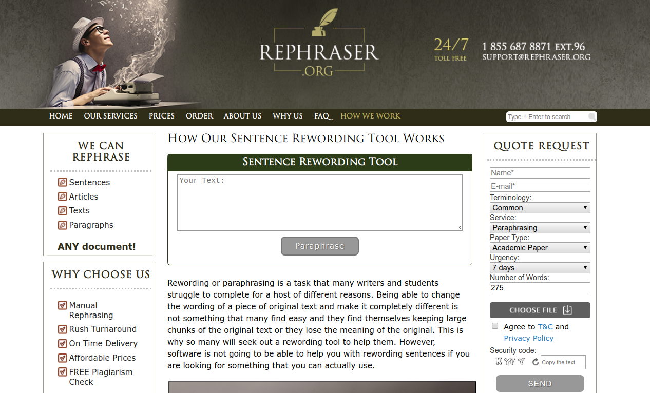 rephraser.org sentence rewording tool
